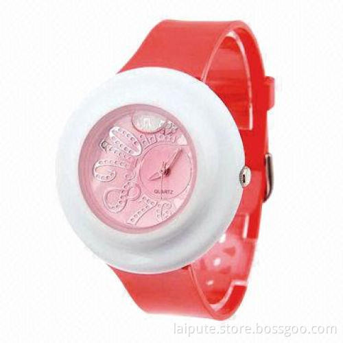 Big Case Plastic Watch, Available in Various Colors, Jelly Watch with PU Strap